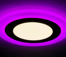 Светильник  с декоративной подсветкой круглый 6+3W, фукси